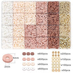 MIIIM Neutral Clay Bead Bracelet Kit, Heishi, Flat Clay and Gold Spacer Beads for Jewelry Making, Friendship Bracelet Kit for Crafts, Concerts, Raves, Gifts (Rose Smoke) - color: Rose Smoke