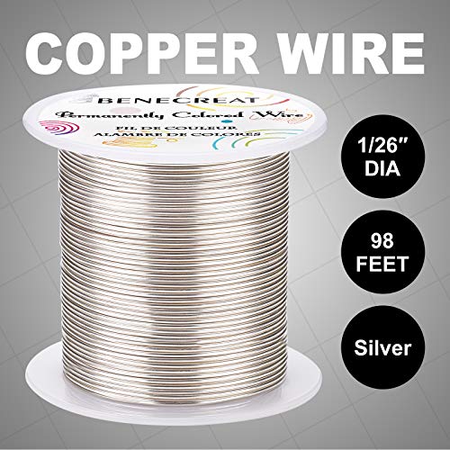 BENECREAT 18 Gauge 32 Yards Tarnish Resistant Silver Wire Jewelry Beading Wire for Beading Wrapping and Other Jewelry Craft Making - color: Silver, size: 18 Gauge