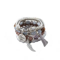 Bohemian Multilayer Beaded Bracelet Set, Colorful Stacked Stretch Bracelets with Tassel and Wing Charm - color: xhy021-6