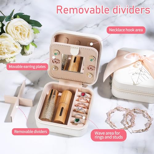 AYGXU Travel Jewelry Box for Women and Girls - Small Case With Initial A-Z - Teacher Gifts - color: white, size: P