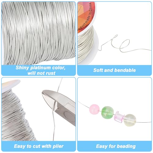 203 Feet Tarnish Resistant Copper Wires 24 Gauge/0.5mm Jewelry Craft Wires Beading Wire for Jewelry Making, Wire Wrapping and Crafting (Platinum) - color: Platinum, size: 24 Gauge