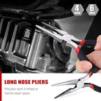 FASTPRO 7-piece Utility Pliers Set, Includes Slip Joint, Long Nose, Diagonal, Groove Joint, Linesman, and Mini Long Nose Pliers, Dipped Handle
