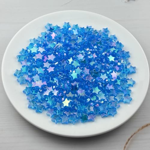 450 PCS Acrylic Star Shape Beads AB Colors Loose Pony Spacer Beads with Hole for Jewelry Making Necklace Earring Key Chains DIY Projects(Deep Lake Blue AB) - color: Deep Lake Blue AB
