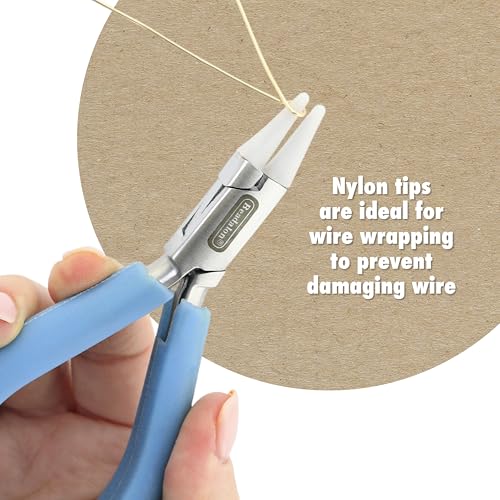 Beadalon Designer Series Nylon Jaw Pliers Kit, Pacific Blue Vinyl-Free Grips, Stainless Steel, Flat Nose, Round Nose, Flat/Round, Tool Size 5.25 in, 3 pc with Zip Pouch - color: Pacific Blue, style: Took Kit