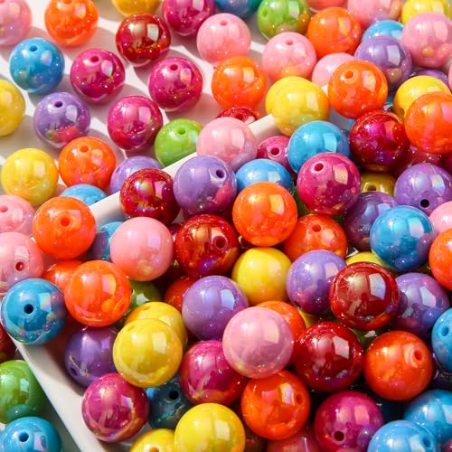 20mm Acrylic Beads 100pcs Ab Rainbow Color Bead Chunky Bubblegum Beads for Jewelry Making Bracelet Necklace Craft Making Supplies(abrainbow) - color: rainbow color