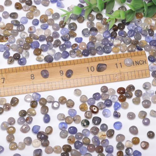400pcs Natural Chip Stone Beads for Jewelry Making Blue Agate 5-8mm Irregular Gemstones Healing Crystal Loose Rocks Bead Hole Drilled for Ring Earrings Necklace Bracelet Making DIY Art Crafts - color: Blue Agate(2 Strands-62")