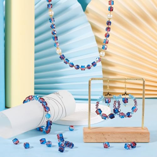 Craftdady 100pcs Square Polygon Acrylic Beads Crystal Two-Tone Spray Painted Spacer Charms for DIY Necklace Bracelet Making - color: Blue & Purple,Polygon