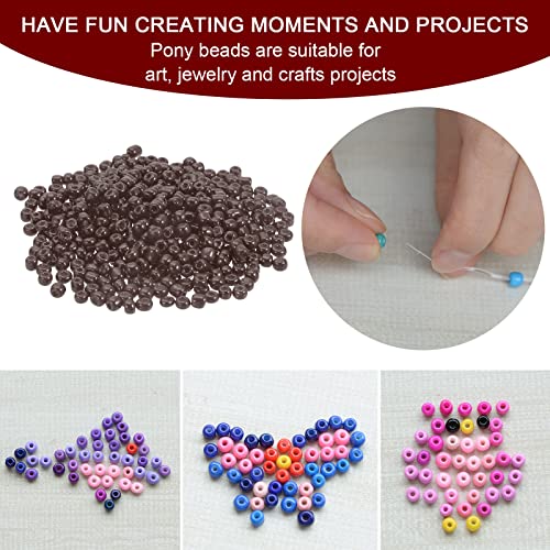 HARFINGTON 2000Pcs Small Glass Beads 6/0 4mm Loose Tiny Round Small Beads for Bracelet Earring Rings Jewelry Making, Brown - color: Brown
