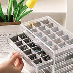 YUFONG Earring Organizer Box Acrylic Jewelry Organizer with 3 Drawers 54 Adjustable Grids Clear Stackable Earring Holder Velvet Trays Ring Display Case for Women Girls (Gray) - color: Gray