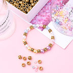 BronaGrand 100pcs Antique Gold Large Hole Spacer Beads Tibetan Alloy European Barrel Beads Loose Charms for DIY Necklace Bracelets Jewelry Making Accessories, 7 mm x 6 mm, Hole: 4 mm - color: Gold