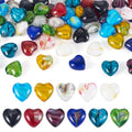 Cheriswelry 66Pcs Heart Pearlized Handmade Lampwork Glass Beads Crystal Glass Love Heart Loose Spacer Beads 11.5mm for DIY Craft Earirng Bracelet Necklace Jewelry Making - color: 11 Color-Heart