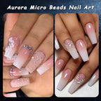 Tiny Nail Rhinestones 1.5mm Clear AB Mini Pixie Crystals Gems, 0.6-0.8mm Iridescent Micro Caviar Beads Sugar Glitter Beads Dust Charms for Nail Art Design DIY Crafts Accessories - color: Clear AB Mini