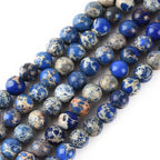 8mm Blue Sea Sediment Imperial Jasper Round Gemstone Natural Stone Loose Beads for Jewelry Making Design Crafts 45 Pcs 15 Inch - color: Blue, size: 8mm