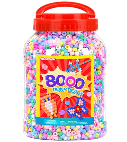 Praisebank Pony Beads, 8000pcs 6x9mm, Wholesale Beads, Bracelets Jewelry Making, Arts & Crafts(Candy) - color: Candy, size: King Size