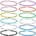 12/6/5 PCS Heishi Surfer Choker Summer Beach Clay Bead Bohemian Necklace Set for Women