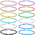 12/6/5 PCS Heishi Surfer Choker Summer Beach Clay Bead Bohemian Necklace Set for Women