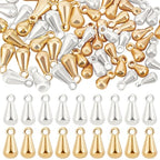 Beebeecraft 1 Box 80Pcs Teardrop Charms Dangle End Beads Extender Chain Drop Water Charms for Jewelry Making Findings - color: Gold and Silver, size: 8x4mm