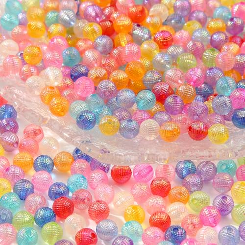 8mm Acrylic Beads 600pcs AB Color Transparent Bead Spacer Bubble Beads Plastic Crafts Bead for DIY Necklaces Bracelets Earrings Jewelry Making (Pink&Blue&Purple) - color: pink&blue&purple