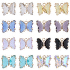 SUNNYCLUE 1 Box 32Pcs Butterfly Crystal Charms Rhinestone Dangle Charm 12x10mm Small Colorful Butterflies Glass Beads Blue Black Butterfly Wing Charms for Jewelry Making Charms DIY Gift Supplies - color: 1 Box 32pcs Butterfly Crystal Charms 12x10mm