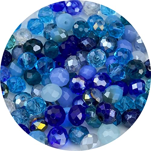 500pcs Crystal Glass Beads 4mm Faceted Rondelle Glass Spacer Beads with Hole for Bracelets Necklace Earring DIY Jewelry Making Craft(Blue Series) - color: Blue Series, size: 4mm