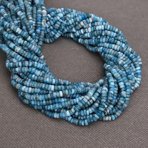 BONNY BOXX 1 Strand (150PCs) Natural 2 * 4mm Apatite Rondelle Beads, Natural Abacus Disk Stone Beads Loose Spacer Gemstone for DIY Bracelet Necklace Jewelry Making - color: Apatite, size: 2*4MM