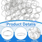 100 PCS Mini Open Jump Rings, Stainless Steel Open Jump Ring 10mm Thickness Round Connectors Small Key Rings O Ring Connectors for Jewelry for Jewelry Making Necklaces Bracelet Earring (Silver)