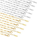 20 Pack 18K Gold Plated Chain Necklace Bracelets Kit for Jewelry Making, Bulk 6mmx11mm Paperclip Stainless Steel Chains with 2.36 Inch Extension Chain for Women,7.08inch Bracelets 23.81inch Necklaces