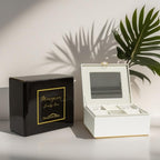 COLLECTIVE HOME - Monogram Jewelry Box with Mirror, Custom Gold Letter Engraving, Elegant Jewelry Organizer with Removable Tray, Gift for Mother’s Day, Girlfriend, Birthday (q) - color: q