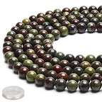 70PCS Natural 8MM Healing Gemstone, Dragon’s Blood Energy Stone Round Loose Beads, Semi-Precious Crystal Beads with Free Elastic String for Jewelry Making DIY - color: Dragon’s Blood