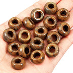 SUNYIK Bamboo Leaf Agate Large Hole (5mm) Rondelle Loose Charms European Bead fits Bracelet,Jewelry Makings Pack of 20 - color: Brown-Bamboo Leaf Agate, size: 14x8mm