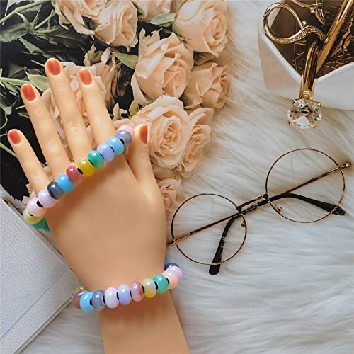 Xeahung 100PCS Acrylic Crystal Beads Round Crackle Beads Charms for Jewelry Making Bracelets Large Hole Spacer Beads for Hanging Charms DIY Art Christmas Ornament Birthday Gifts (Colourful) - color: Colourful