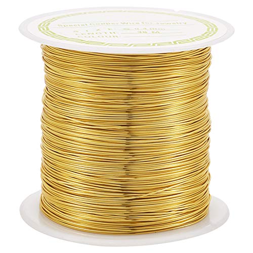 Pandahall 125 Feet Tarnish Resistant Copper Wire 26 Gauge Jewelry Beading Craft Wire for Jewelry Making (Golden)