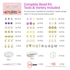 Redtwo 3mm 45000pcs Glass Seed Beads Kit, 7 Boxes 144 Colors Small Beads for Bracelets, Friendship Bracelet Kit with Charms and Letters