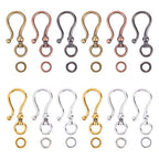 CHGCRAFT 48sets 6 Styles Tibetan Style Alloy S Hook Clasps for Bracelet Necklace Jewelry Making Mixed Color, 1.5x0.63x0.3inch