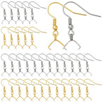 SUNNYCLUE 1 Box 60pcs Pinch Bail Earring Hooks Earring Hooks Findings 304 Stainless Steel Metal Silver Gold Fish French Ear Wires with Bails Clasp for Jewelry Making Women Christmas DIY Gifts Supply - style: Earring Hook 3