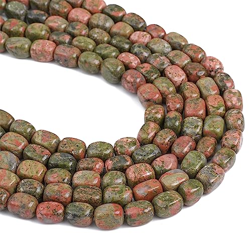 BEADIA Natural Unakite Cuboid Stone Loose Semi Gemstone Beads for Jewelry Making 8mmx12mm 38cm/Strand - color: Unakite, size: 8mm X 12mm