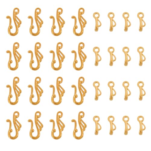 Craftdady 50 Sets Tibetan Gold S Hook Eye Toggle Clasps Metal Closure End Clasps with Bar for Bracelet Necklace Jewelry Making - color: Gold, 25x12mm