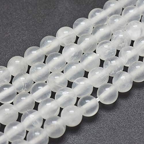 67Pcs 6mm Natural Selenite Stone Beads Round Gemstone Loose Beads Energy Healing Chakra Stone Charm Beads for Bracelet Necklace Jewelry Making DIY Crafts - color: 6mm-clear