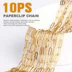 10PCS Gold Paperclip Chains Necklace Bulk 2.5MM 22 Inches 18K Gold PVD Plated Stainless Steel Finished Paperclip Link Chain Bulk forJewelry Making - color: gold, size: 2.5MM * 22 Inches