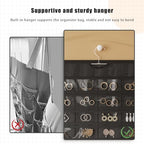 1 Pack Hanging Jewelry Organizer 80-Pocket Dual-sided Jewelry Storage for Earring Necklace Bracelet Ring Travel Holder, Black and White - color: Black and White