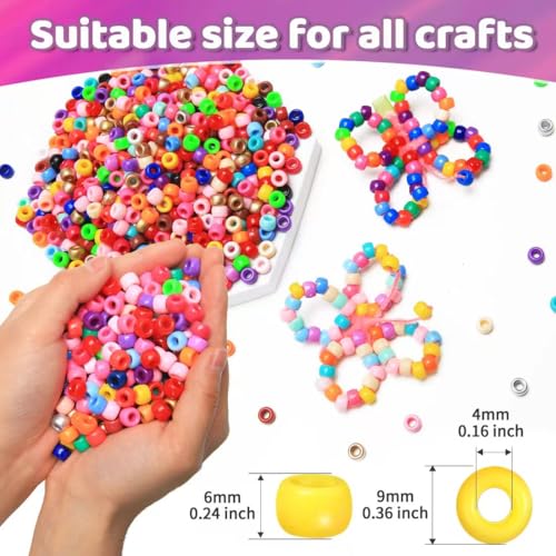 Praisebank Pony Beads, 1200pcs 6x9mm, Wholesale Beads, Bracelets Jewelry Making, Arts & Crafts(Dark Blue) - color: DARKBLUE, size: Small Size
