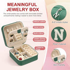 PATIKIL Travel Jewelry Case, N Initial Small Travel Jewelry Box Organizer Rings Earrings Storage Case Personalized Gifts for Women Girls Birthday Christmas Bridesmaid Gifts, Dark Green - style: N