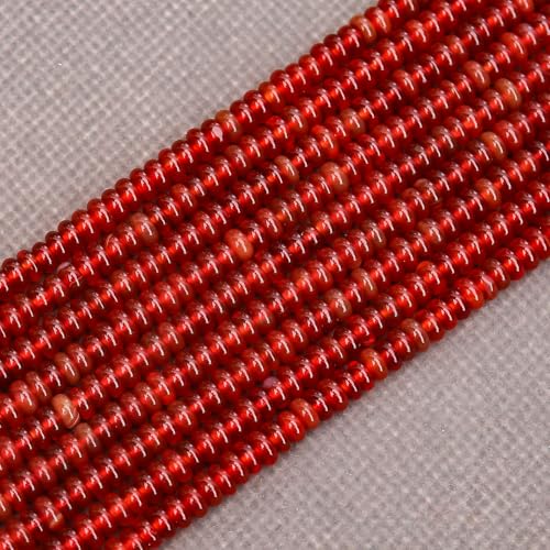BONNY BOXX 1 Strand (150PCs) Natural 2 * 4mm Carnelian Rondelle Beads, Natural Abacus Disk Stone Beads Loose Spacer Gemstone for DIY Bracelet Necklace Jewelry Making - color: Carnelian, size: 2*4MM