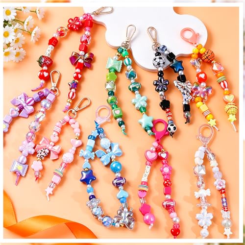 TOHONGADON 1812 Pcs Bead Keychain Making Kit, 7 Color Rainbow Beads Bag Charm Kit, Keychain Making Supplies with Beads, Great for Gifts, Festival, Party, Activity - color: 1812 Pcs Beads Keychain Kit