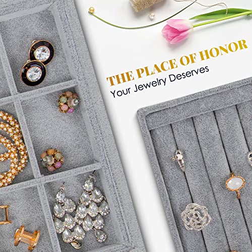 Houseables Jewelry Drawer Organizer, Jewelry Organizer For Drawer, Velvet Tray, Box Divider Inserts, Box Inserts, Flat Stackable Trays, Earring, Ring, Necklace, Bracelet, Display, Vanity Dresser, Safe