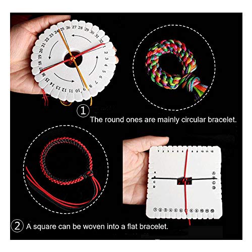 Comidox 4Pcs Kumihimo Disk Braiding Wheel Lightweight & Convenient Friendship Bracelet Disc Square & Round Kumihimo Supplies for Beading & Bracelet Weaving Kit DIY