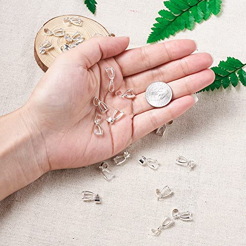 Fashewelry 200pcs Brass Pendant Pinch Bails Silver 8x5mm Inner Diameter Dangle Charm Clasp Clip for Top Drilled Bead Necklace Earring Jewelry Making Pin:0.9MM - color: Silver