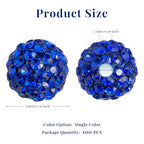 100Pcs 10mm Dark Blue Rhinestone Beads for Jewelry Making, Shiny Round Disco Ball Sparkly Crystal Clay Beads Bulk with 10-Grid Storage Box for DIY Baseball Necklaces Shamballa Bracelets - color: Deep Blue