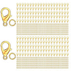 MKCYD 700Pcs Lobster Claw Clasps and Open Jump Rings Set, 14K Gold and Silver Necklace Clasps and Closures Lobster Parrot Trigger Clasp for Jewelry Making - color: Gold