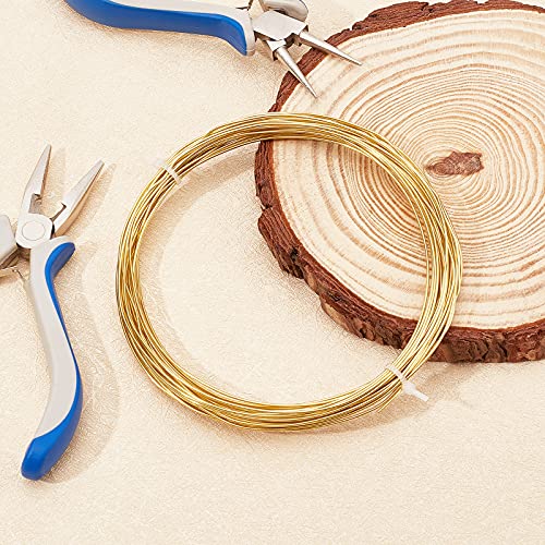 BENECREAT 18 Gauge 32.8 Feet Round Copper Wire Gold Brass Wire for Jewelry Beading Craft Work - size: 18 Gauge